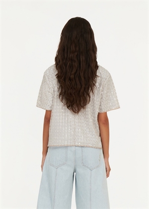 Daline beaded oversized tee Doeskin Beige ROTATE By Birger Christensen 